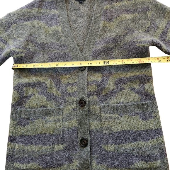 Rails Runi Green Gray Camouflage Button Cardigan Alpaca Wool Fuzzy Thick Knit XS - Picture 6 of 7